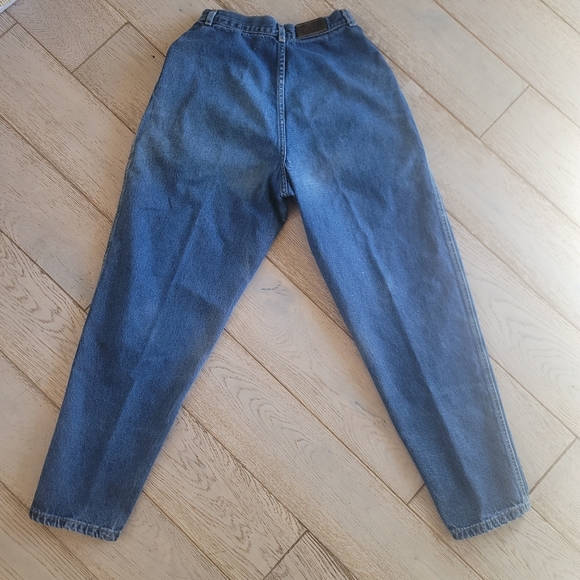 🦋 Vintage 80s LEE high rise pleated drop waist yoke 100% cotton mom jeans - Picture 2 of 7